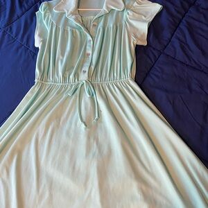 Antique Mint Green Button-Front Dress